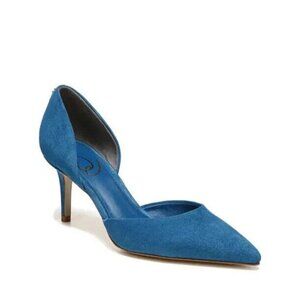 Sam Edelman Viv Sapphire Blue Pointed Toe Suede Mid Heel Dress Pumps Sz 7.5 new